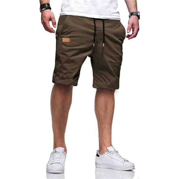 Men's‎ Casual Cotton Shorts, Drawstring Stretch Twill, Summer Beach Golf Chino - Picture 1 of 7